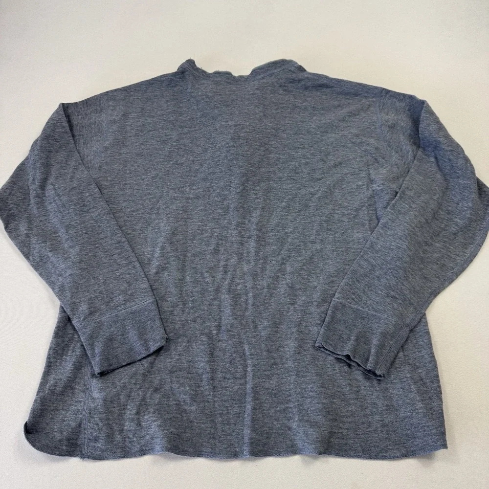 L.L. Bean Men's Henley Shirt Two-Layer River Driver Wool Nylon Cotton Blue Large